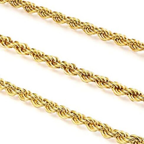14K Yellow Solid Gold 1.5mm、2mm、3.2mm and 4.2mm Twisted Rope Chain Necklace, Ideal Gift for Women And Men(Lengths from 16 to 36 Inches) (1.5mm,24，inch) in Saudi Arabia