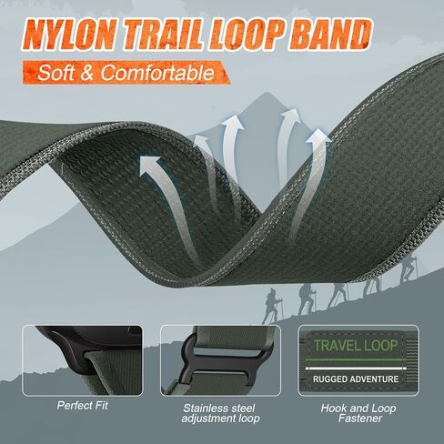 حزام من النايلون Trail Loop - متوافق مع Apple Watch Ultra 2 Band 49 مم 46 مم 45 مم 44 مم 42 مم 41 مم 40 مم 38 مم للرجال والنساء، حزام رياضي متين ومضفر مرن منسوج لسلسلة iWatch Ultra 10/9/8/7/6/SE/5/4/3 in Kuwait