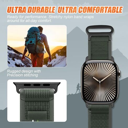 حزام من النايلون Trail Loop - متوافق مع Apple Watch Ultra 2 Band 49 مم 46 مم 45 مم 44 مم 42 مم 41 مم 40 مم 38 مم للرجال والنساء، حزام رياضي متين ومضفر مرن منسوج لسلسلة iWatch Ultra 10/9/8/7/6/SE/5/4/3 in Kuwait