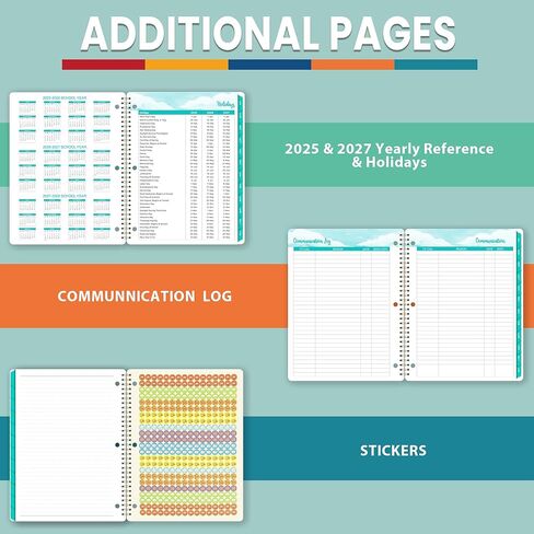 مخطط الطلاب 2024-2025 - مخطط أكاديمي 2024-2025 من يوليو 2024 - يونيو 2025، 11 بوصة × 9 بوصة، مخطط دروس أسبوعي مزود بملصقات وأهداف الأسبوع وعلامات تبويب مطبوعة وتجليد ذهبي مزدوج السلك in Kuwait