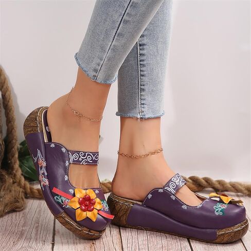 Slip-On Mule Clogs for Women Lightweight EVA Oustole for Long-Lasting Wear Handemade Wooden Clog Sandal in Saudi Arabia