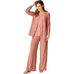 Woman Within Plus Size 3-Piece Lace Jacket/Tank/Pant Set in Kuwait