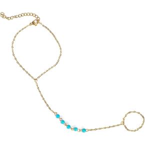 Ring Bracelet Hand Chain, Gold Hand Bracelet Adjustable Finger Ring Chain Stainless Steel Stylish Hand Jewelry Trendy Gift for Women in Saudi Arabia