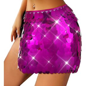 GRAEEN Mermaid Sequin Belly Dance Skirt Mini Wrap Skirts for Women in Kuwait