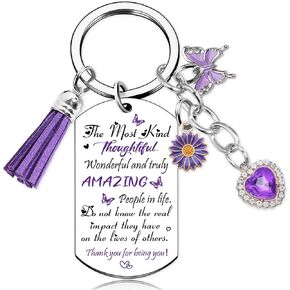 Best Friend Birthday Gifts for Women - Inspirational Friendship Keychain Purple Butterfly Charm Gift for Female Friends, Long Distance Graduation Going Away Thank You Themed Keyring for Bestie in Saudi Arabia