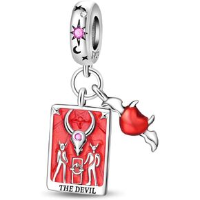 LNQOBU 925 Sterling Silver Charms for Bracelets & Necklaces 5A Cubic Zirconia Tarot Cards Dangle Pendant,Charms Beads Gift for Women Jewelry in Saudi Arabia