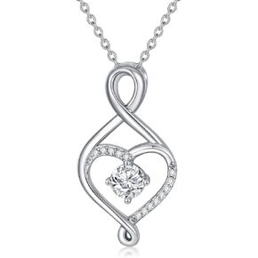 قلادة ZBA Natural Diamond Infinity للنساء ، 14K الذهب الأبيض المطلي بالولاية الفضية الفضية الماس الأبدية القلادة قلادة قلادة المجوهرات ، هدايا عيد ميلاد عيد الميلاد لأمي زوجتها (اللون in Kuwait