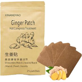 25 Count Ginger Self-Heating Patches | Long-Lasting Comfort for Back, Neck, Shoulders, Knees & Joints | 8-Hour Herbal Warming Pads (12x8cm) in Saudi Arabia