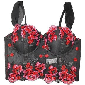 Women Vintage Mesh Camisole Outer Wear Embroidery Flowers Colorful Short Cropped Tank Tops in Saudi Arabia