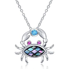 Tiger Rider 925 Sterling Silver Ocean Necklace for Women Cute Dolphin Crab Necklace Abalone Shell Mothers Mothers Day Hompts for Mom in Kuwait
