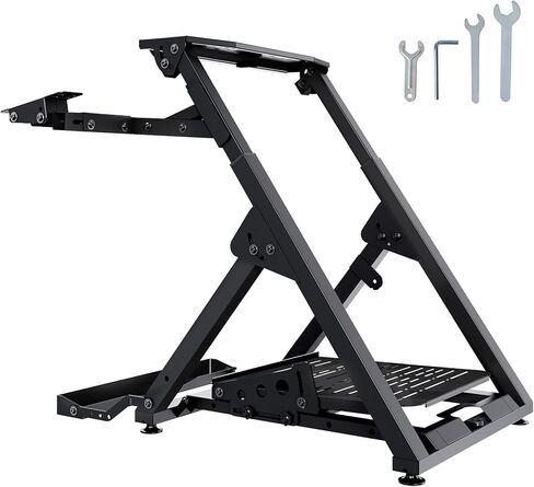 VEVOR Foldable Racing Steering Wheel Stand, Height Adjustable Universal Base Compatible with Logitech & Thrustmaster Racing Wheel and Pedal, Heavy-duty Frame Standard GT/Formula Seating Portable in Saudi Arabia