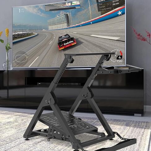 VEVOR Foldable Racing Steering Wheel Stand, Height Adjustable Universal Base Compatible with Logitech & Thrustmaster Racing Wheel and Pedal, Heavy-duty Frame Standard GT/Formula Seating Portable in Saudi Arabia