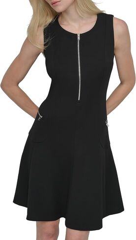 DKNY Women's Sleeveless Jewel Neck Zipper Front Dress in Saudi Arabia