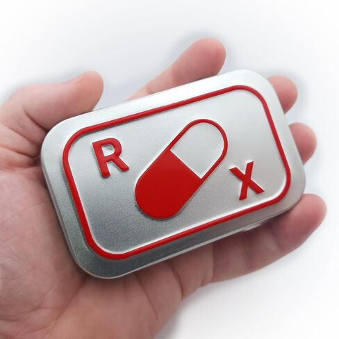 Travel Pill Pill Tin - محلول تخزين الأدوية المحمولة جودة تصميم القصدير مع إدراج مقسم السيليكون (4 مقصورات) in Saudi Arabia