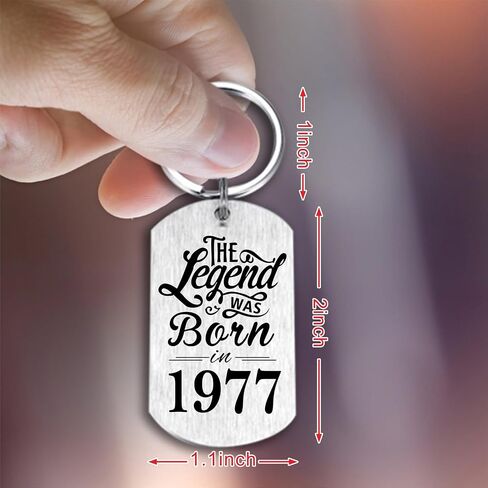 Yobent 48th Birthday Gifts for Men 1977, Happy 48th Birthday Keychain, 48 Year Old Bday Gift for Male Man, The Legend was Born in 1977 in Saudi Arabia