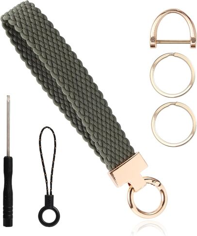 lasuroaKeychain Wristlet for Women Men, with D-Ring Short Tether & 2 Key Rings Lanyard for Keys ID Badges Essentials in Saudi Arabia