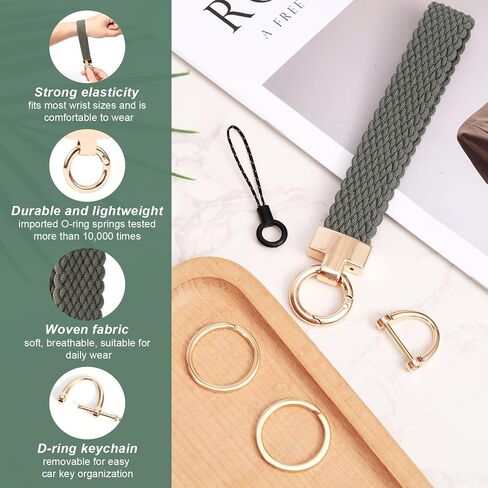 lasuroaKeychain Wristlet for Women Men, with D-Ring Short Tether & 2 Key Rings Lanyard for Keys ID Badges Essentials in Saudi Arabia