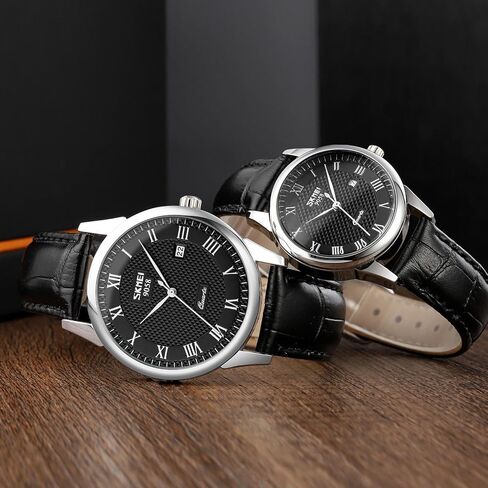 Mens Womens Quartz Watch Roman Numeral Business Casual Fashion Analog Wrist Watch Classic Calendar Date Window 30M Waterproof Comfortable Leather Watches in Saudi Arabia