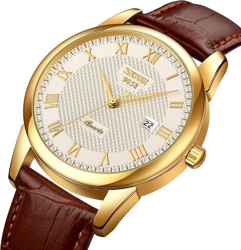 Mens Womens Quartz Watch Roman Numeral Business Casual Fashion Analog Wrist Watch Classic Calendar Date Window 30M Waterproof Comfortable Leather Watches in Saudi Arabia