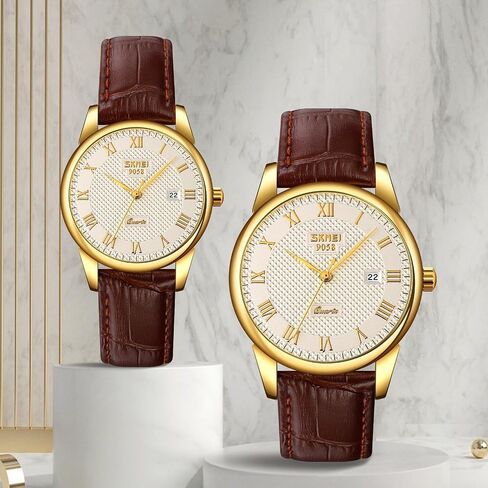 Mens Womens Quartz Watch Roman Numeral Business Casual Fashion Analog Wrist Watch Classic Calendar Date Window 30M Waterproof Comfortable Leather Watches in Saudi Arabia