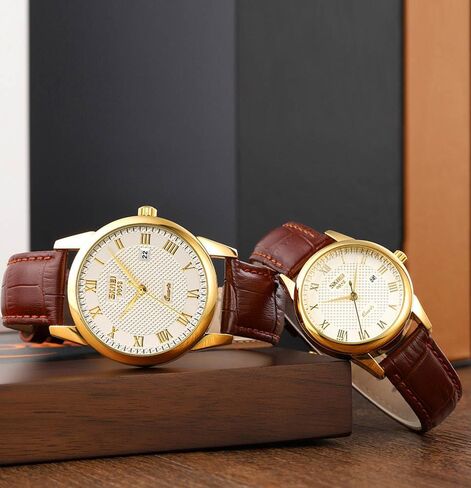Mens Womens Quartz Watch Roman Numeral Business Casual Fashion Analog Wrist Watch Classic Calendar Date Window 30M Waterproof Comfortable Leather Watches in Saudi Arabia