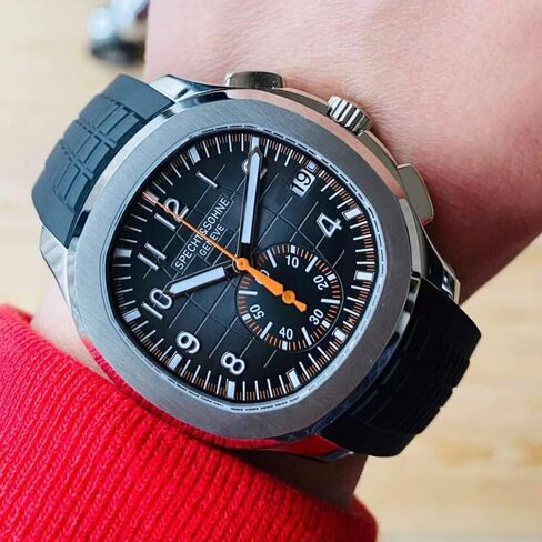 TACTO Specht&Sohne Men's Quartz Watches for Men Chronograph Display Waterproof 42mm Steel Sports Watches Luminous Rubber Strap Waterproof Analogue Wrist Watch in Kuwait