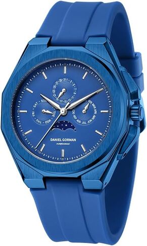 Fashion Business Mens Quartz Watches 5ATM Waterproof Chronograph Watch Latest Silicone Strap Wrist Watch with Auto Date, Moon Phase in Saudi Arabia
