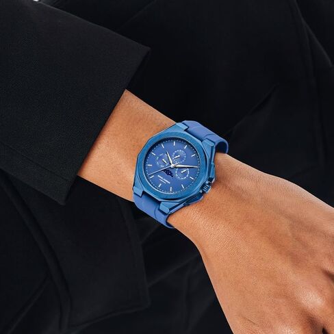 Fashion Business Mens Quartz Watches 5ATM Waterproof Chronograph Watch Latest Silicone Strap Wrist Watch with Auto Date, Moon Phase in Saudi Arabia