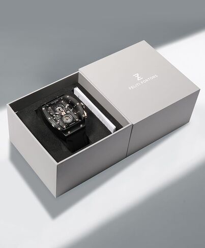 Mens Watches Sport Tonneau 3ATM Waterproof Chronograph Luminous Quartz Watches of Men Silicone Strap with Gift for Men in Saudi Arabia