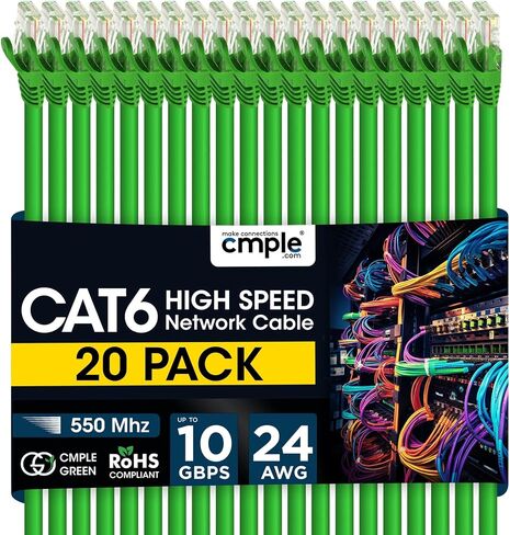 كابل إيثرنت Cat 6 بطول 1.5 قدم، كابل تصحيح Cat6 بسرعة 10 جيجابت في الثانية، كابل شبكة 550 ميجا هرتز، موصلات RJ45، متوافق مع كمبيوتر الألعاب، الكمبيوتر المحمول، المودم، جهاز التوجيه، HDTV، وحدة تحكم الألعاب - أزرق in Kuwait