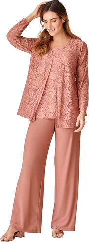 Woman Within Plus Size 3-Piece Lace Jacket/Tank/Pant Set in Kuwait