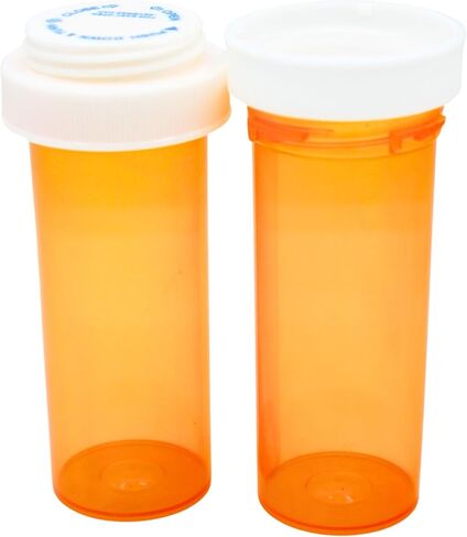 Five Star Supplies Plastic Pill Bottles - Reversible Cap Easy Open & Child Resistant - Pill Container Prescription Vial - Easy Open/Push N Turn (Amber, 16 DRAM 240 ct.) in Kuwait