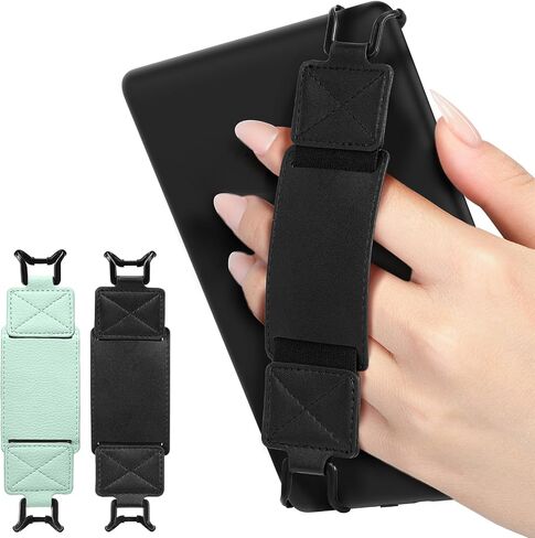MoKo 2 Pack Security Hand Strap for 6-8" Kindle eReaders Fire Tablet-Kindle/Kobo/Voyaga E-Book Tablet, High-Elasticity Versatile Hand Strap Lightweight Finger Grip Holder, Indigo+Glitter Deep Blue in Kuwait