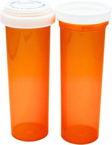 Five Star Supplies Plastic Pill Bottles - Reversible Cap Easy Open & Child Resistant - Pill Container Prescription Vial - Easy Open/Push N Turn (Amber, 16 DRAM 240 ct.) in Kuwait