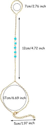 Ring Bracelet Hand Chain, Gold Hand Bracelet Adjustable Finger Ring Chain Stainless Steel Stylish Hand Jewelry Trendy Gift for Women in Saudi Arabia