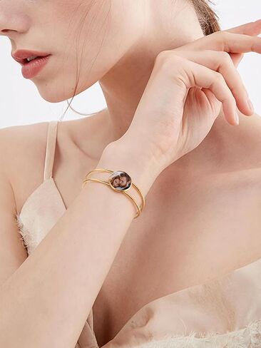 Supcare Women Men Bracelet with Picture Inside,Custom Picture Bracelet Personalized Photo Jewelry Gifts for Christams (with Gift Package) in Saudi Arabia