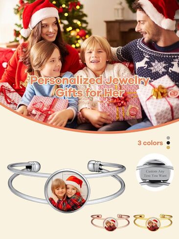 Supcare Women Men Bracelet with Picture Inside,Custom Picture Bracelet Personalized Photo Jewelry Gifts for Christams (with Gift Package) in Saudi Arabia