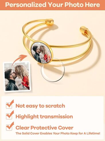 Supcare Women Men Bracelet with Picture Inside,Custom Picture Bracelet Personalized Photo Jewelry Gifts for Christams (with Gift Package) in Saudi Arabia