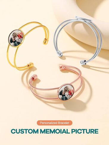Supcare Women Men Bracelet with Picture Inside,Custom Picture Bracelet Personalized Photo Jewelry Gifts for Christams (with Gift Package) in Saudi Arabia