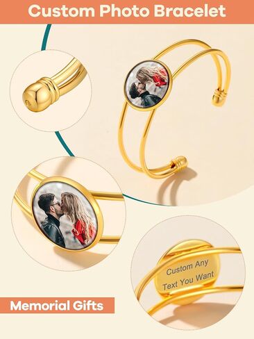 Supcare Women Men Bracelet with Picture Inside,Custom Picture Bracelet Personalized Photo Jewelry Gifts for Christams (with Gift Package) in Saudi Arabia