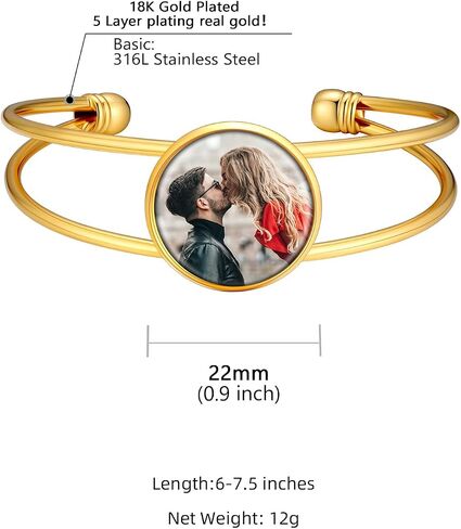 Supcare Women Men Bracelet with Picture Inside,Custom Picture Bracelet Personalized Photo Jewelry Gifts for Christams (with Gift Package) in Saudi Arabia