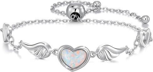 سوار Angel Wing للنساء 925 Sterling Silver Opal Angel Wing Bracelet هدية مجوهرات قابلة للتعديل للنساء in Saudi Arabia