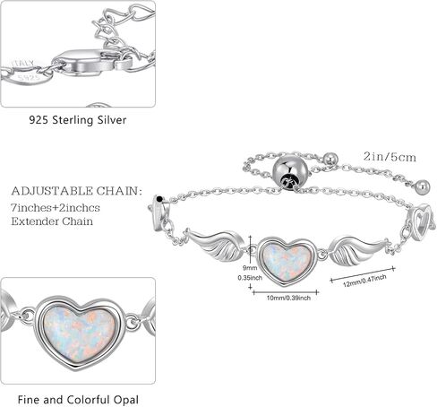 سوار Angel Wing للنساء 925 Sterling Silver Opal Angel Wing Bracelet هدية مجوهرات قابلة للتعديل للنساء in Kuwait