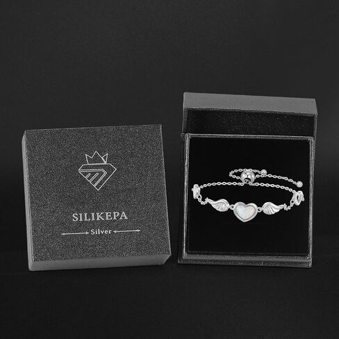 سوار Angel Wing للنساء 925 Sterling Silver Opal Angel Wing Bracelet هدية مجوهرات قابلة للتعديل للنساء in Kuwait