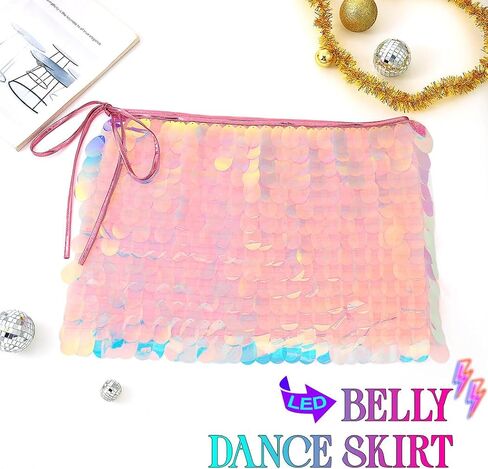 GRAEEN Mermaid Sequin Belly Dance Skirt Mini Wrap Skirts for Women in Saudi Arabia