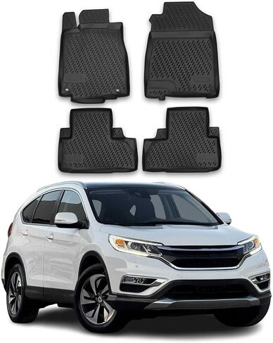 Omac Floor Mats Liner لـ Honda CR-V 2002-2006 Black TPE All-Weather 4 PCS in Kuwait