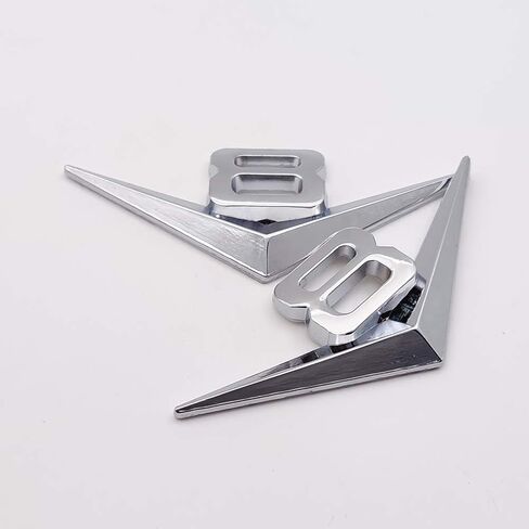 2x Chrome Metal V8 Logo Emblem Premium 3D V-8 Engine Badge Auto Sticker Decal (Silver) in Kuwait