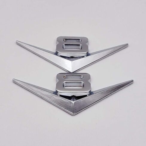 2x Chrome Metal V8 Logo Emblem Premium 3D V-8 Engine Badge Auto Sticker Decal (Silver) in Kuwait