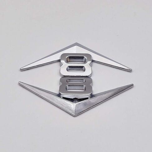 2x Chrome Metal V8 Logo Emblem Premium 3D V-8 Engine Badge Auto Sticker Decal (Silver) in Kuwait