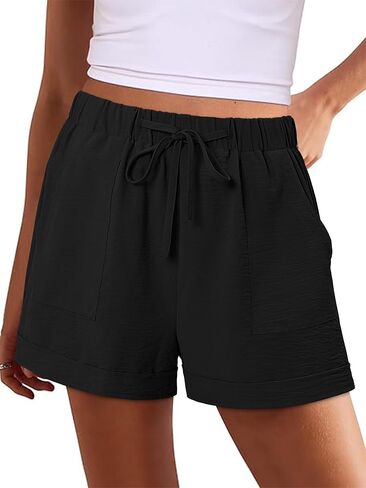 KISSMODA Womens Summer Shorts with Pockets Lightweight High Waisted Adjustable Tie Knot Loose Casual Short in Saudi Arabia